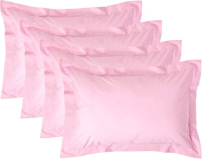 Homescapes Kussensloop 50x75 cm met Rand (Oxford) Set van 4 – Roze – 100% Egyptisch Perkal Katoen – 200 TC