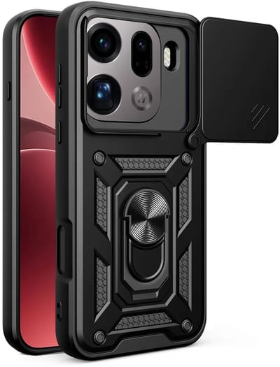 MobyDefend Hoesje - Geschikt voor Oppo Find X9 Pro - Pantsercase Met Draaibare Ring - Zwart