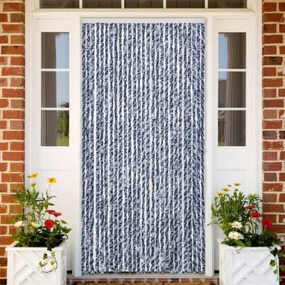 vidaXL - Vliegengordijn - 100x200 - cm - chenille - blauw - en - wit