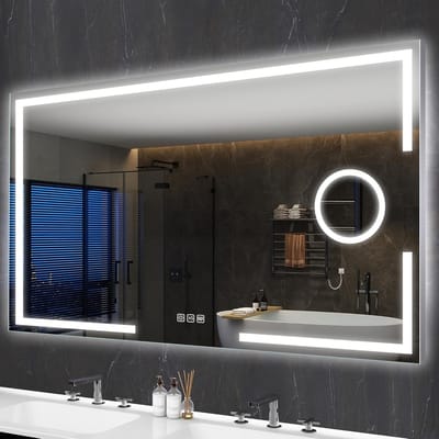 Verlichte LED Badkamerspiegel met Vergroting en Ontwasemingsfunctie - Wandmodel