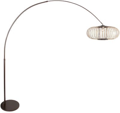 Vloerlamp Sparkled Light 4759CA cacao met crème bamboe kap, verstelbaar in hoogte van 210-240 cm, Steinhauer, trendy design met kantelbare fitting en duurzame materialen