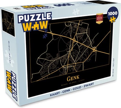 Puzzel Kaart - Genk - Goud - Zwart - Legpuzzel - Puzzel 1000 stukjes volwassenen