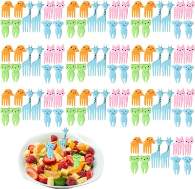 Kleurige Dierenvormige Mini Fruitprikkers voor Kinderen – Herbruikbaar, Veilig en Ideaal voor Snacks, Feestjes en Schoollunches – 100 Stuks