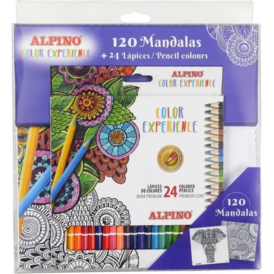 Set van 24 kleurpotloden met 120 boekjes Alpino Mandalas