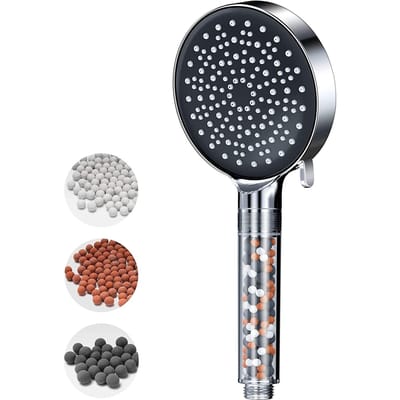Pommeau de Douche 6 Modes Portatif Débit Puissant avec Filtre à Billes Augmentation de Pression Économie d'Eau black