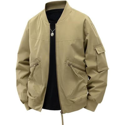 Jas Heren Lente en Herfst Outdoor Waterafstotend Baseball Uniform Heren Casual Effen Kleur Winddichte Jas Heren 3XL beige