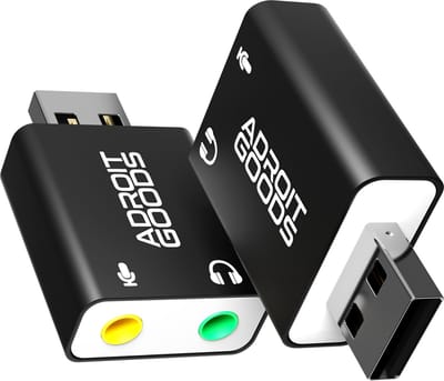 AdroitGoods Externe USB (3D) Geluidskaart Adapter - Sound Card - Usb 5.1 - Zwart