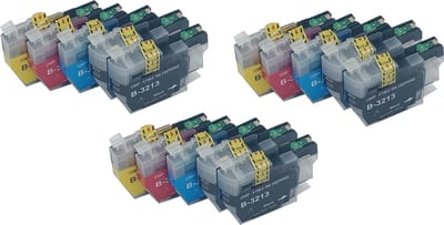 KATRIZ® huismerk inkt voor|Brother 6x LC3213XL zwart+ 3x LC3213XL Cyaan + 3x  LC3213XL Magenta +3x LC3213XL Yellow  | (15stuks) - Met chip