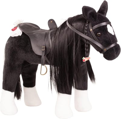 Pluche pony - Speelgoed paard - Poetsen en stylen - Flexibel ontwerp - 52 cm - Zwart