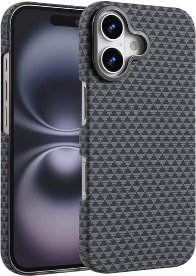 Hoesje Geschikt voor iPhone 16 Plus Hoesje Zwart - Carbon Hoesje Geschikt voor MagSafe iPhone 16 Plus - Shockproof Back Cover