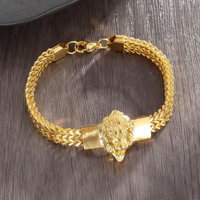 Bracelet Géométrique Rayé en Acier Inoxydable Lion Accessoires de Vêtement Uniques pour Couples Européens et Américains gray