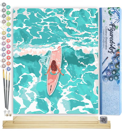 Figured'Art Schilderen op Nummer Volwassenen canvas Meisje tussen de golven- Handwerk acrylverf Kit DIY Compleet - 40x50cm met DIY houten lijst