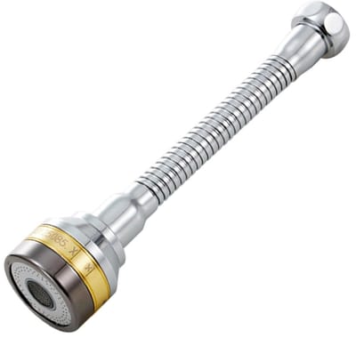 Kraan Opzetstuk Keukenkraan - Kraanverlengstuk 3 Standen 360° Draaibaar - Spatvrije Kraankop Van 304 RVS - Lange Waterkraan Verlenging 17,5 cm - Goudkleurige Rand