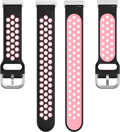 Siliconen bandje - geschikt voor Fitbit Versa 4 / Sense 2 - zwart-roze