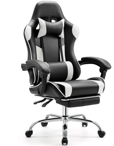 uJOY Gamestoel - Ergonomisch ontwerp - In hoogte verstelbaar - Ademend PU-leer - Opklapbare armleuningen - Schommelmechanisme