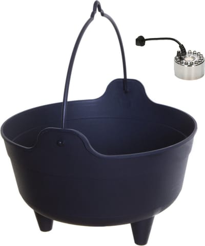 Heksenketel/kookpot met mistmaker - zwart - 9 liter - kunststof - D35 x 25 cm