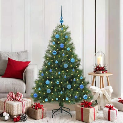 vidaXL - Kunstkerstboom - met - 150 - LED - met - standaard - Groen - 150 - cm - PE - en - PVC