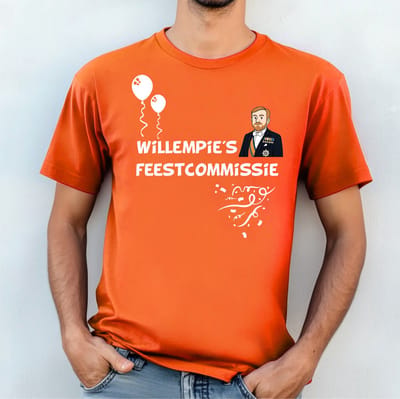Oranje Heren T-shirt-Koningsdag T-shirt maat S-willenmpies feestcommissie
