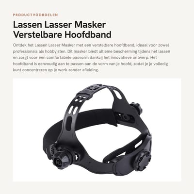 Dailygoods- Lasser Masker Verstelbaar - Hoofdband - Zachte Spons - ABS Materiaal - Duurzaam - Comfortabel Ontwerp - Lasmasker