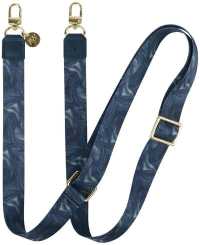 AVY Verstelbaar Crossbody Telefoonkoord | Obscura Blue | Lang Nylon Koord | Universeel voor alle Hoesjes | Geschikt voor iPhone, Samsung en meer | 130cm | Blauw Marmerprint | Blauw