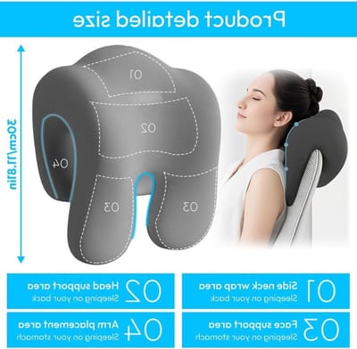 Ergonomisch Neksteun Kussen voor Bureaustoelen - Geheugen Effect Hoofdkussen voor Thuis en Kantoor - Comfortabele Ondersteuning voor Nek en Hoofd (Grijs)