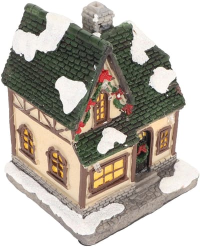Dailygoods- Kerstdorpshuis Verlicht - Retro Decoratie - Ornamenten - Kerstdorpaccessoires - Antieke Versiering - Prachtig Versierd - Kerstdorp