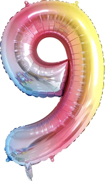 CHPN - Folieballon - 9 jaar - 100CM - Cijferballon - Regenboog ballon - Ballon - Feestdecoratie - Verjaardag - Party - Verjaardag - 9 - Negen - Rainbow