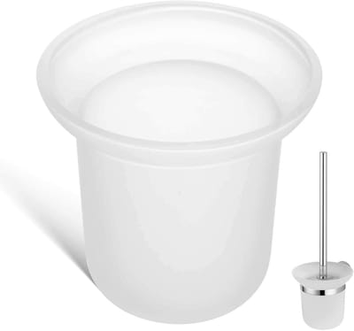 Vervangbare houder voor toiletborstel met glazen beker, wandmontage, badkameraccessoire, hygiënisch en stijlvol