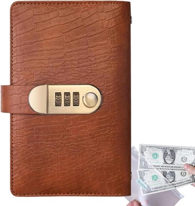 Geldbesparingsboek - Budgetplanner - Geld Opsparen - Combinatieslot Beveiliging - 100 Pagina's - Bruin