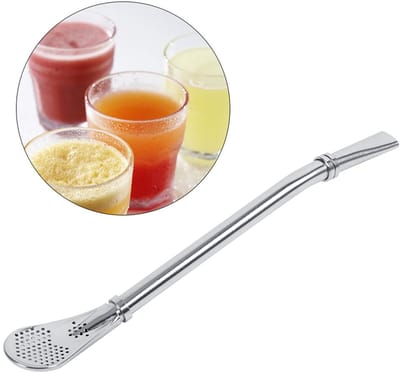 Dailygoods- Bombilla Roestvrij Staal - Theelepel - Yerba Mate - Gefilterde Lepel - Zilver - Afmetingen 6,2 cm