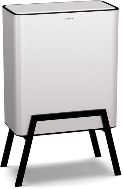 Klarstein Yuma Prullenbak - 30L Afvalbak met Geurfilter, Drukknop, Uitneembare Binnenbak, Stijlvolle Voetjes, Wit - Keukenprullenbak