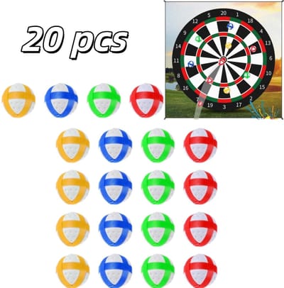 20 mini golfballen met kleeflaag - inclusief opbergtas - darts met klittenband - zachte werpballen - 3,4 x 3,4 cm - speelplezier voor binnen en buiten voor tieners - blauw, rood, groen, geel