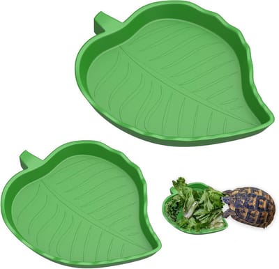 2 Stuks Bladvormige Waterbak voor Reptielen, Voedselbak voor Schildpadden, Hagedissen en Slangen, Perfect voor Terrarium Accessoires, Verkrijgbaar in 2 Maten