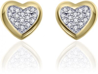 Jewels Inc. - Oorstekers - Hart vorm gezet met Zirkonia Stenen - 8mm Breed - Geelgoud Verguld Zilver 925