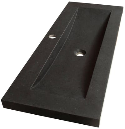 Brauer Magma Wastafel Ondiep - 100 cm - met 1 Spoelbak en 1 Kraangat - Natuursteen Basalt Antraciet
