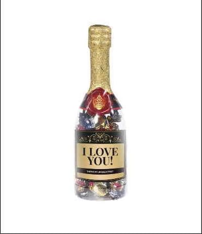 Drop - Champagnefles - I love you - Gevuld met Drop - In cadeauverpakking