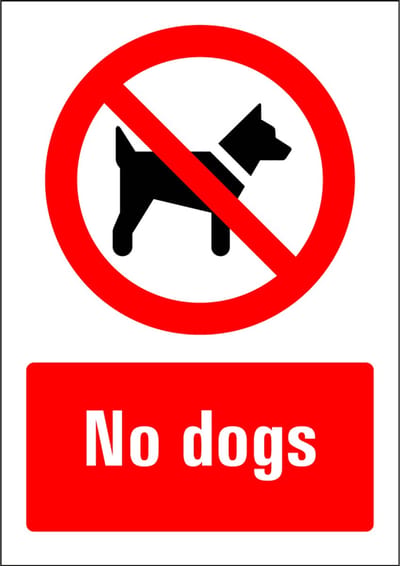 No dogs bord - kunststof 210 x 297 mm