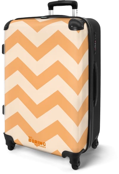 NoBoringSuitcases.com® - Koffer groot - Rolkoffer lichtgewicht - Zigzag patroon in oranje - Vakantie reiskoffer met 4 wielen - Grote trolley XL - Travel suitcase large - 20 kg bagage - Ruimbagage medium met TSA slot