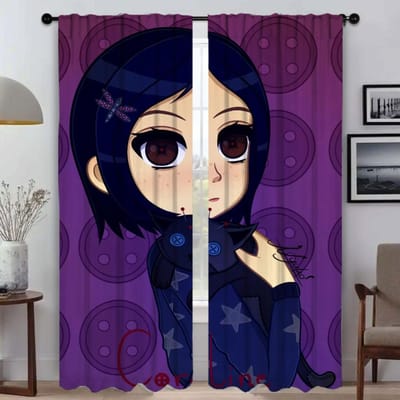 Coralines Anti-muggengordijnen voor Camera Halloween Decoratie Raamgordijn voor Kamer 2 Panelen Home Interieur Gordijnen Shades W50xH70cmx2pcs-CL