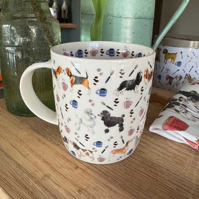 Alex Clark Mok ~ Dog and Coffee ~ Honden en koffie motief