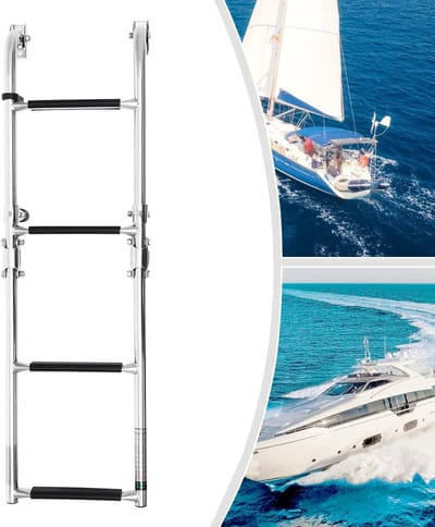 Sensova - Zwemtrap Boot Telescoopladder van Roestvrij Staal met 4 Treden - Opvouwbare Zwemtrap voor Boot, Jacht en Zwembad - Stevige Ladder met Antislip Instap en Hoog Draagvermogen