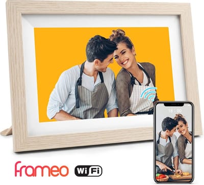 Pora&Co - Digitale fotolijst met WiFi en Frameo App – Fotokader - 10 inch – HD -IPS Display – Beige - Micro SD - Touchscreen