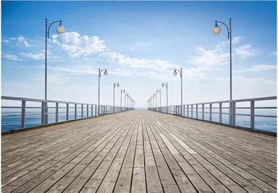 Fotobehangkoning - Behang - Vliesbehang - Fotobehang Pier 3D - On the pier - 400 x 280 cm