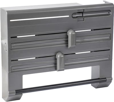 KZQ Multifunctionele Wandhouder voor Keukenfolie en Plastic Wrap Dispenser met Snijder voor Aluminiumfolie en Clingfilm