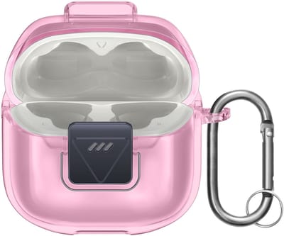 kwmobile Earphones Case for JBL Tune Flex 2 Case - Clear TPU Silicone Earbuds Cover - Pink / Transparent