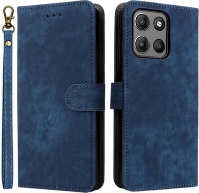 Coverup Hoesje - Geschikt voor Motorola Moto G15 / G17 (Power) Hoesje - Coverup Book Case met Koord - Blauw
