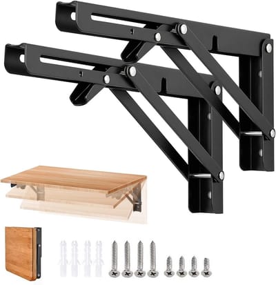Zware Opvouwbare Plankbeugels Metalen - Inklapbare Wandsteunen voor Bureau of Tafel - 150 KG Draagkracht