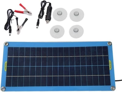 Zonnepaneel Oplader - Accu Lader - Auto Boot Camping - Terugloopbeveiliging - 20 Watt - Blauw Zwart