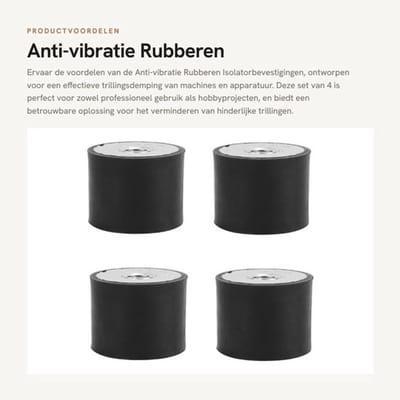 Isolatorbevestigingen Antivibratie - Binnendraad M10 - 4 Stuks - DE40x30 - Trillingsdemping - Schokbestendig - Trillingsisolator