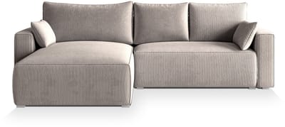 HOEKBANK FORIL Beige Cordstof met slaapfunctie